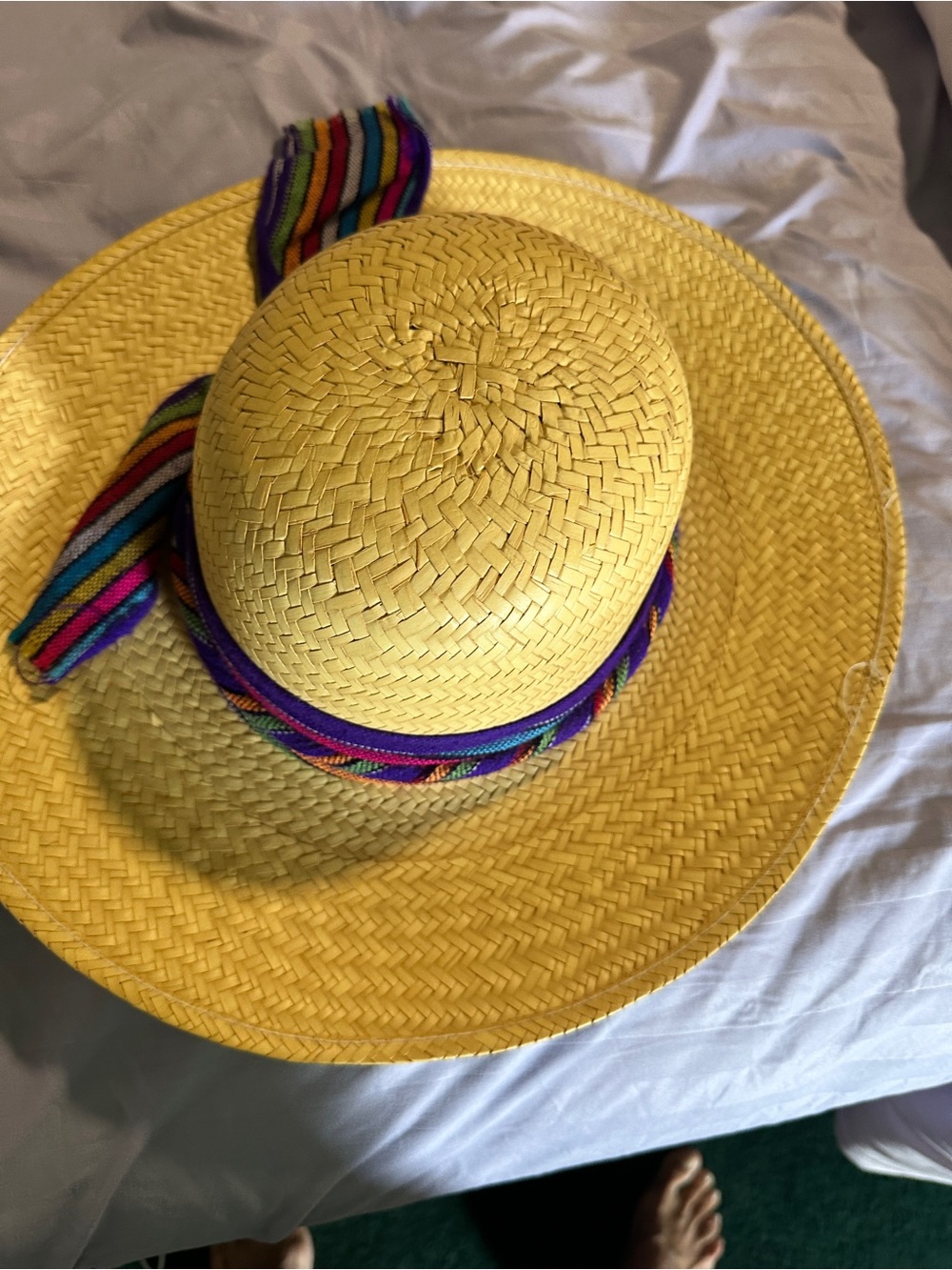 Straw Sun Hat with Colorful Woven Band